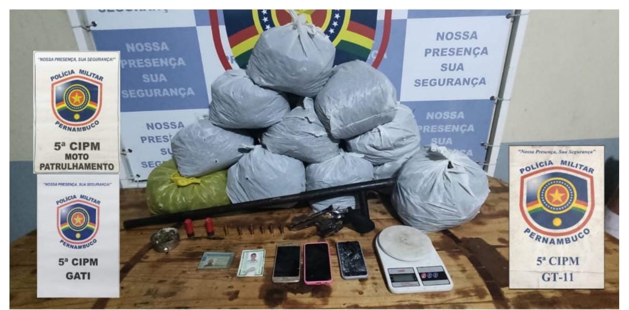 Trio é preso com mais de 10kg de maconha no Agreste 