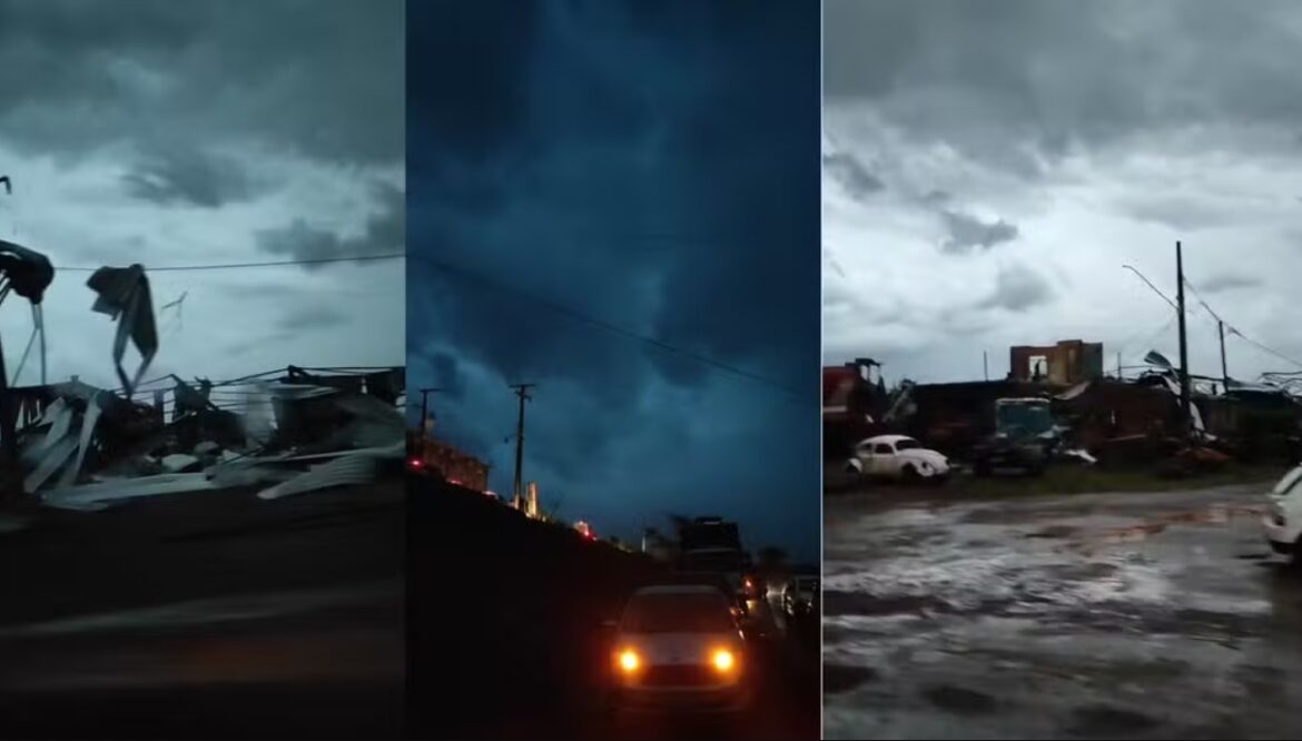 Tornado destrói 80% de Rio Bonito do Iguaçu e deixa mortos e feridos no Paraná